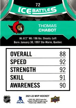 2021-22 Upper Deck MVP - Ice Battles #72 Thomas Chabot Back