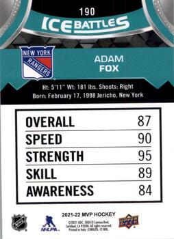 2021-22 Upper Deck MVP - Ice Battles #190 Adam Fox Back
