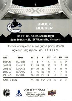 2021-22 Upper Deck MVP - Silver Script #6 Brock Boeser Back