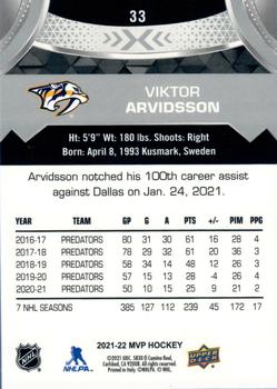 2021-22 Upper Deck MVP - Silver Script #33 Viktor Arvidsson Back
