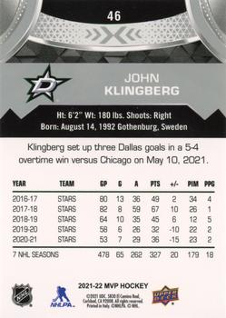 2021-22 Upper Deck MVP - Silver Script #46 John Klingberg Back