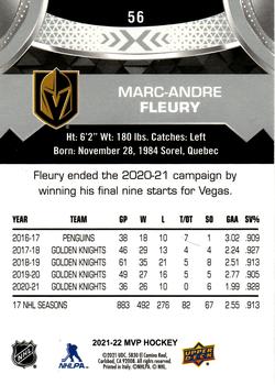 2021-22 Upper Deck MVP - Silver Script #56 Marc-Andre Fleury Back