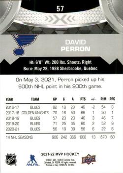 2021-22 Upper Deck MVP - Silver Script #57 David Perron Back