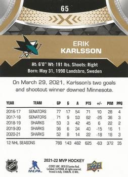 2021-22 Upper Deck MVP - Gold Script #65 Erik Karlsson Back