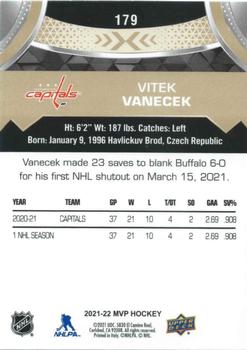 2021-22 Upper Deck MVP - Gold Script #179 Vitek Vanecek Back