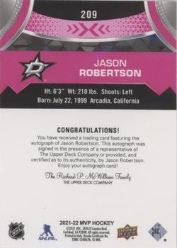 2021-22 Upper Deck MVP - Autographs Magenta #209 Jason Robertson Back