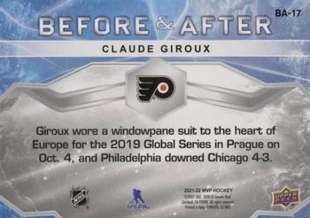 2021-22 Upper Deck MVP - Before and After Gold #BA-17 Claude Giroux Back