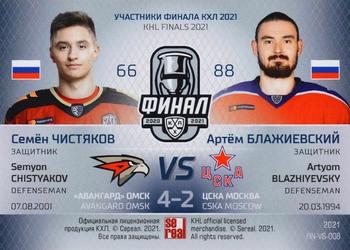 2021 Sereal KHL Cards Collection Exclusive - Final Participants Vs #FIN-VS-008 Semyon Chistyakov / Artyom Blazhiyevsky Back
