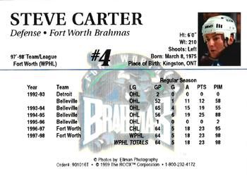 1998-99 Roox Fort Worth Brahmas (WPHL) #901016T Steve Carter Back