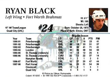 1998-99 Roox Fort Worth Brahmas (WPHL) #901026T Ryan Black Back