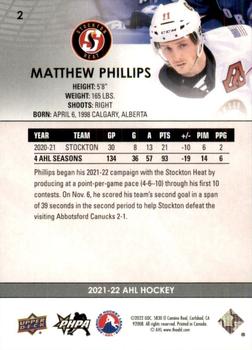 2021-22 Upper Deck AHL #2 Matthew Phillips Back