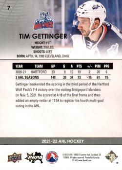 2021-22 Upper Deck AHL #7 Tim Gettinger Back