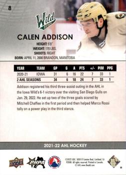2021-22 Upper Deck AHL #8 Calen Addison Back