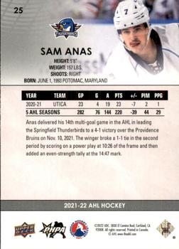 2021-22 Upper Deck AHL #25 Sam Anas Back