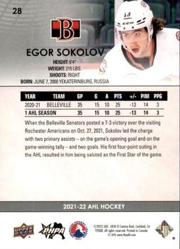 2021-22 Upper Deck AHL #28 Egor Sokolov Back