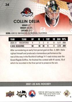 2021-22 Upper Deck AHL #34 Collin Delia Back