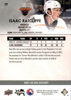 2021-22 Upper Deck AHL #39 Isaac Ratcliffe Back