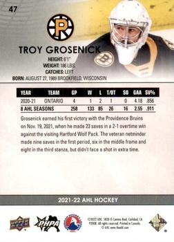 2021-22 Upper Deck AHL #47 Troy Grosenick Back