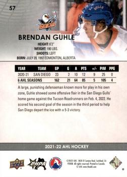2021-22 Upper Deck AHL #57 Brendan Guhle Back