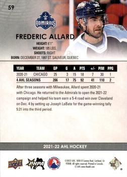 2021-22 Upper Deck AHL #59 Frederic Allard Back