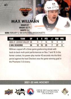 2021-22 Upper Deck AHL #61 Max Willman Back