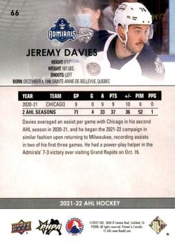 2021-22 Upper Deck AHL #66 Jeremy Davies Back