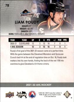 2021-22 Upper Deck AHL #78 Liam Foudy Back