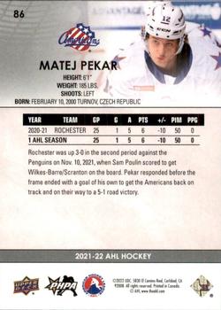 2021-22 Upper Deck AHL #86 Matej Pekar Back