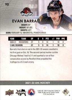2021-22 Upper Deck AHL #90 Evan Barratt Back