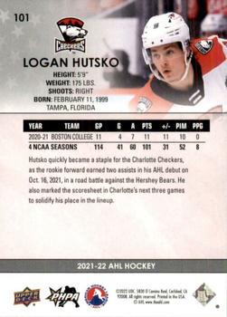 2021-22 Upper Deck AHL #101 Logan Hutsko Back