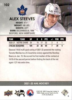 2021-22 Upper Deck AHL #102 Alex Steeves Back