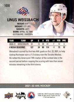 2021-22 Upper Deck AHL #105 Linus Weissbach Back