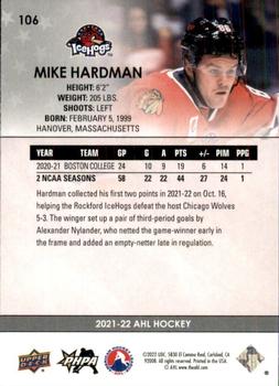 2021-22 Upper Deck AHL #106 Mike Hardman Back