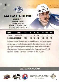 2021-22 Upper Deck AHL #111 Maxim Cajkovic Back