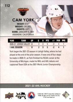 2021-22 Upper Deck AHL #112 Cam York Back