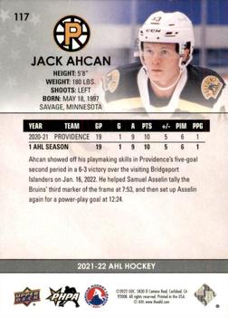 2021-22 Upper Deck AHL #117 Jack Ahcan Back