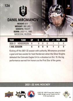 2021-22 Upper Deck AHL #126 Daniil Miromanov Back
