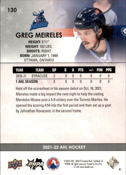 2021-22 Upper Deck AHL #130 Greg Meireles Back