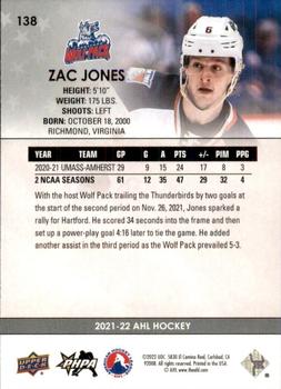 2021-22 Upper Deck AHL #138 Zac Jones Back