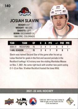 2021-22 Upper Deck AHL #140 Josiah Slavin Back