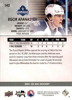 2021-22 Upper Deck AHL #142 Egor Afanasyev Back