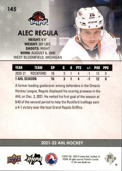 2021-22 Upper Deck AHL #145 Alec Regula Back