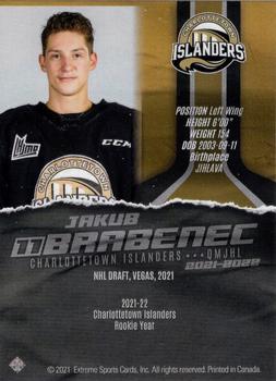 2021-22 Extreme Charlottetown Islanders (QMJHL) - Autographs Bronze #NNO Jakub Brabenec Back