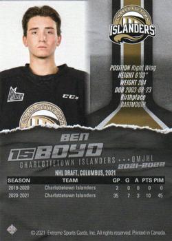 2021-22 Extreme Charlottetown Islanders (QMJHL) - Autographs Silver #NNO Ben Boyd Back