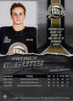 2021-22 Extreme Charlottetown Islanders (QMJHL) - Autographs Silver #NNO Patrick Guay Back