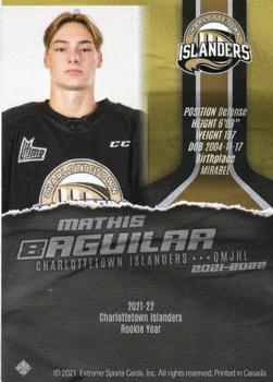 2021-22 Extreme Charlottetown Islanders (QMJHL) - Autographs Gold #NNO Mathis Aguilar Back