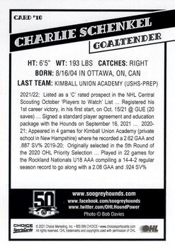 2021-22 Choice Sault Ste. Marie Greyhounds (OHL) #18 Charlie Schenkel Back