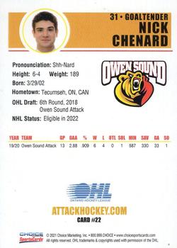 2021-22 Choice Owen Sound Attack (OHL) #22 Nick Chenard Back