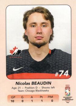 2021 IIHF World Hockey Championship Team Canada #2 Nicolas Beaudin Back