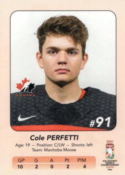 2021 IIHF World Hockey Championship Team Canada #6 Cole Perfetti Back